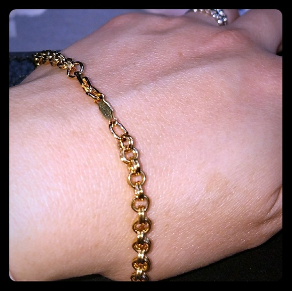 24K Gold Plated Double Link Chain Bracelet - Picture 1 of 3